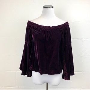 Hollister velvet off shoulder bell sleeve top